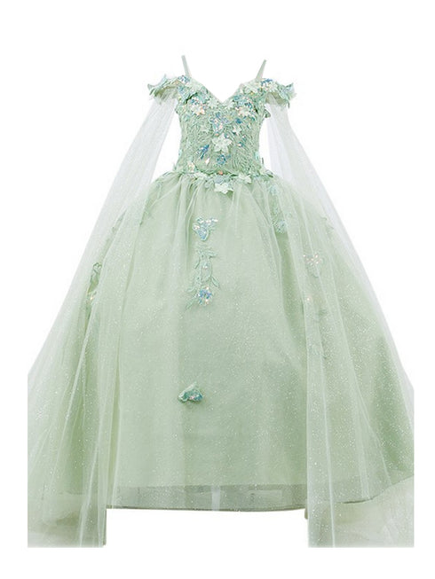 Bliss Girls Organza Butterfly Off Shoulder Party Dress with Detachable Sleeves, Sizes 2-16 - SophiasStyle.com